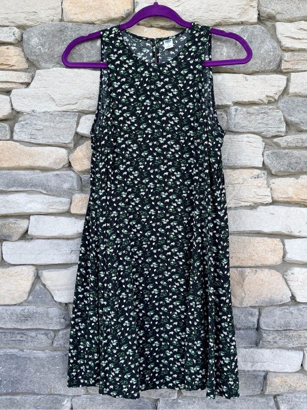 Old Navy Black Ditsy Floral Woven Swing Dress Size S